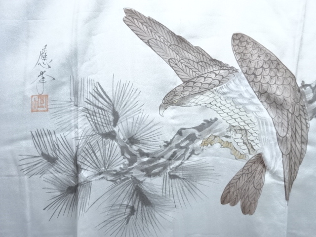 JAPANESE KIMONO / ANTIQUE EAGLE PATTERN MENS JUBAN