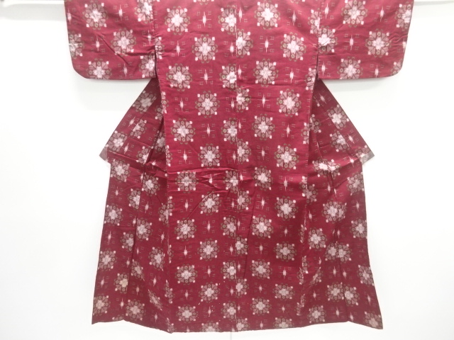 JAPANESE KIMONO / ANTIQUE MOKA COTTON KIMONO / FLOWER PATTERN