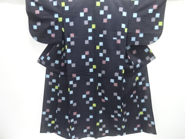 JAPANESE KIMONO / ANTIQUE COTTON HONBA KURUME KASURI MASU PATTERN HITO