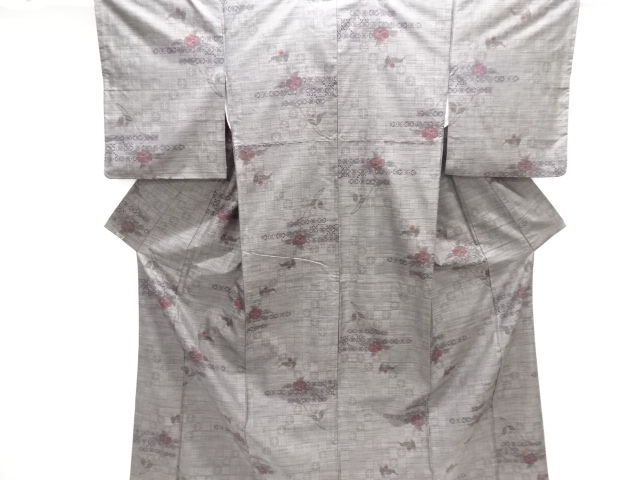 JAPANESE KIMONO / DORO OSHIMA TSUMUGI (7 maruki) / WOVEN FLOWER