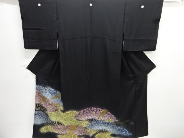 JAPANESE KIMONO / TOMESODE / SAGARA EMBROIDERY / SHIBORI / FLOWER & FOLDING FAN 
