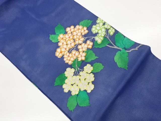 絽花に葉模様織出し名古屋帯