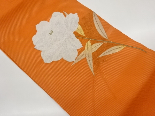 JAPANESE KIMONO / RO PEONY PATTERN WOVEN NAGOYA OBI