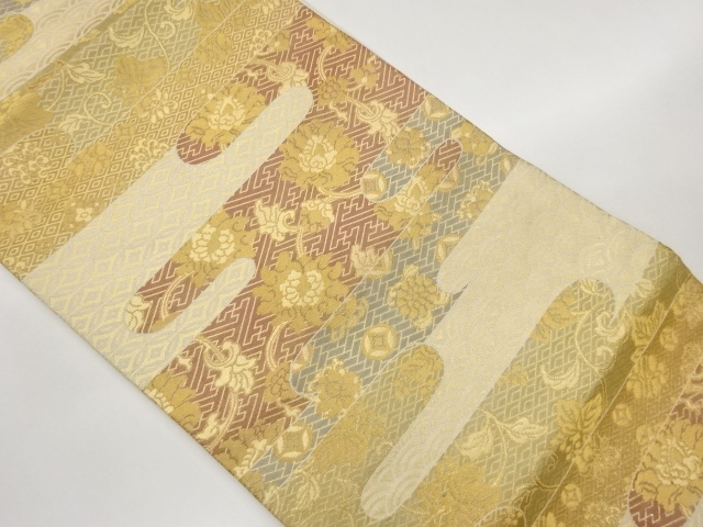 JAPANESE KIMONO / E-KASUMI: FAMOUS TEXTILE / CLASSICAL PATTERN WEAVE N