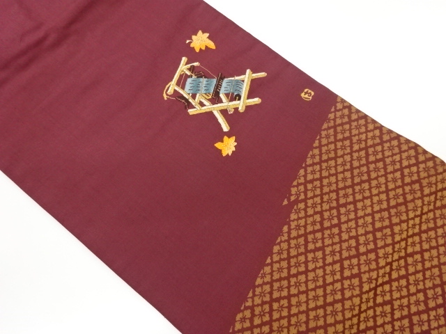 JAPANESE KIMONO / ARTIST-MADE / HAND-WOVEN / MAPLE LEAF / FLOWER DIAMO