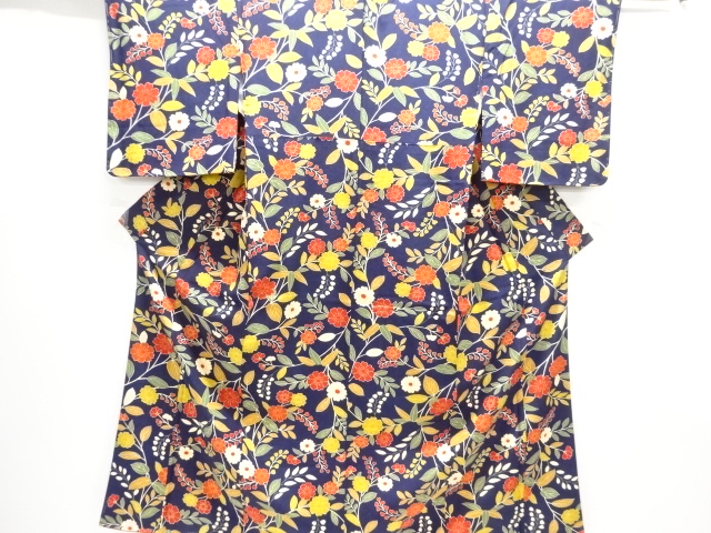 JAPANESE KIMONO / UNUSED KOMON / FLOWER & PLANT 