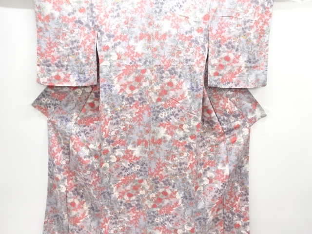JAPANESE KIMONO / UNUSED KOMON / CHIRIMEN / 4 SEASONS