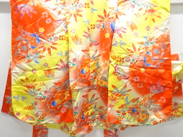 JAPANESE KIMONO / ANTIQUE FLORAL PATTERN KIMONO