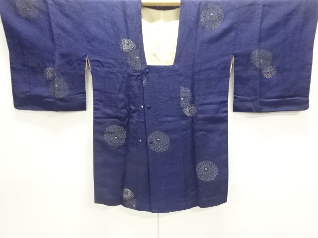 JAPANESE KIMONO / ANTIQUE TAISHO ROMANTIC CHRYSANTHEMUM PATTERN WOVEN 