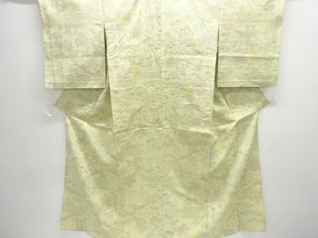 JAPANESE KIMONO / ANTIQUE BRIDGE / MAPLE / FLOWER PATTERNS WOVEN- TSUM