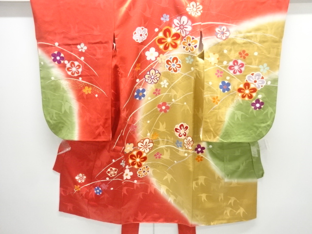 JAPANESE KIMONO / ANTIQUE FLORAL PATTERN KIMONO