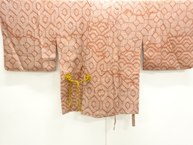 JAPANESE KIMONO / ANTIQUE SHIBORI TORTOISESHELL PATTERN DOCHUGI