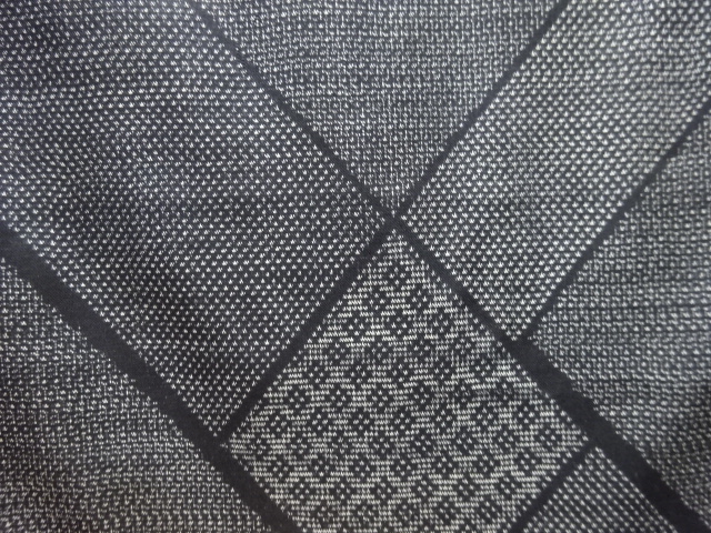 JAPANESE KIMONO / ANTIQUE ABSTRACT PATTERN WOVEN DORO OSHIMA TSUMUGI 1