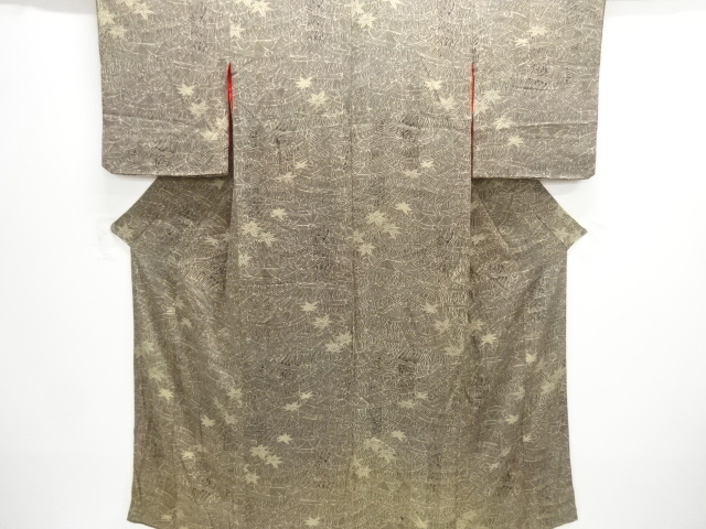 JAPANESE KIMONO / ANTIQUE NISHIKI KIMONO FOR SUMMER MAPLE PATTERN KIMO