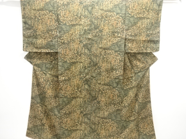 JAPANESE KIMONO / UNUSED WAVES / GRASS LEAF PATTERN KOMON