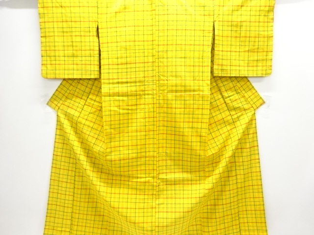 JAPANESE KIMONO / CHECKERED WEAVE HITOE KIMONO / GRIDWOVEN