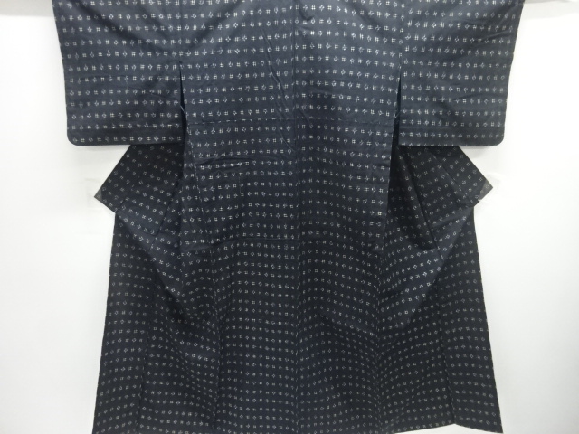 JAPANESE KIMONO / ANTIQUE TAISHO ROMANTIC IGETA KASURI WEAVE TSUMUGIHI