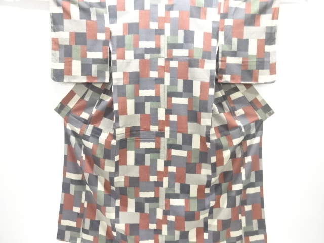 JAPANESE KIMONO / ANTIQUE TAISHO ROMANTICISM: MASU PATTERN WOVEN- OME 