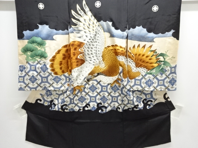 JAPANESE KIMONO / BOYS MON-TSUKI KIMONO / EAGLE PATTERN EMBROIDERY