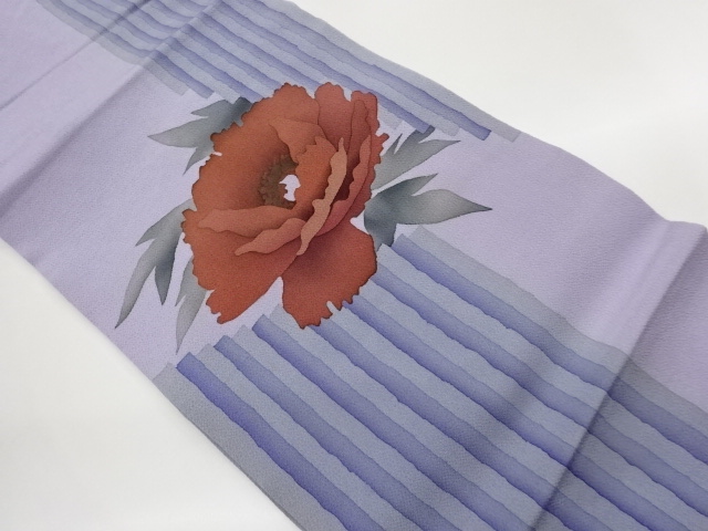 JAPANESE KIMONO / NAGOYA OBI / CHIRIMEN / PEONY / ARTIST WORK 