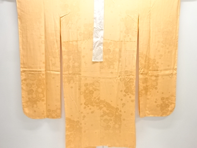 源氏車に梅模様織り出し単衣振袖用長襦袢(刺繍衿付き)