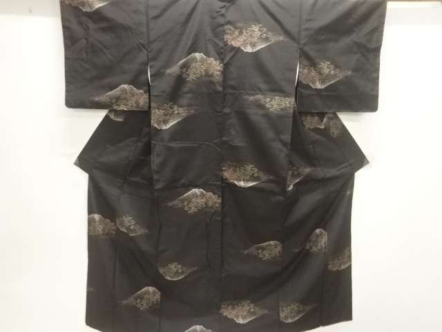 未使用品　風景模様織出し手織り紬着物