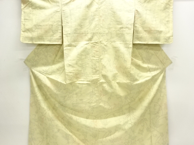 未使用品　花唐草模様織出し十日町紬着物