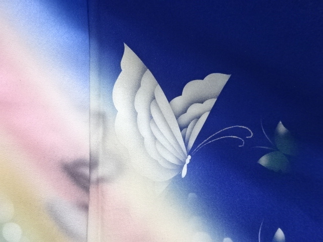 アンティーク　薔薇に蝶模様着物