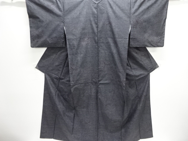 JAPANESE KIMONO / BUTTERFLY PATTERN WOVEN DORO OSHIMA TSUMUGI KIMONO・D