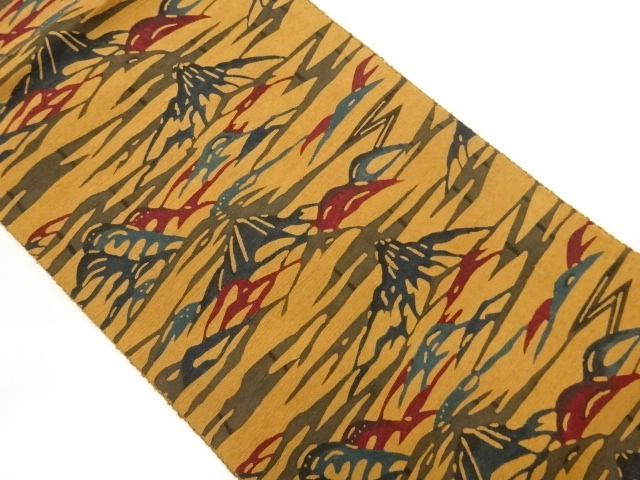 JAPANESE NAGOYA OBI / TSUMUGI / KATAZOME / MOUNTAINS