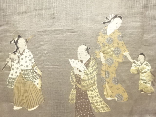 アンティーク　時代人物模様肩裏男物羽織
