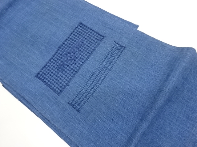 JAPANESE NAGOYA OBI FOR SUMMER / TSUMUGI / CUTWORK / GEOMETRIC