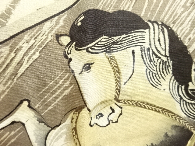JAPANESE KIMONO / ANTIQUE MENS JUBAN / HORSE / GOURD PATTERN