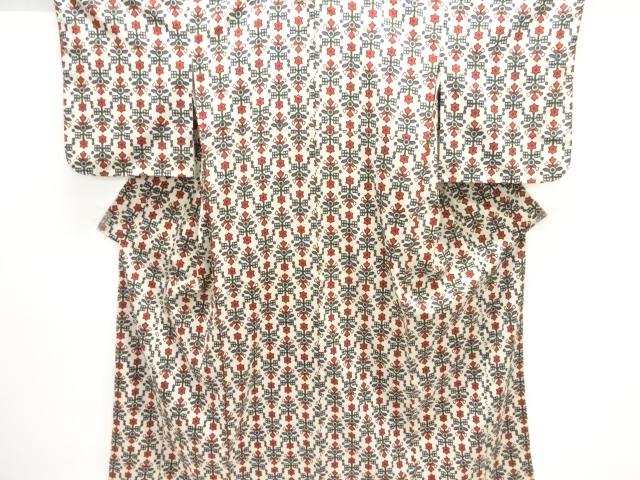 JAPANESE KIMONO / ANTIQUE TAISHO ROMANTIC FLORAL PATTERN WOVEN OMé KIM