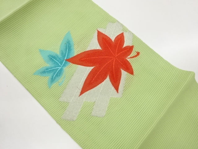 JAPANESE KIMONO / RO-TSUZURE IKADA / AUTUMN LEAVES PATTERN NAGOYA OBI