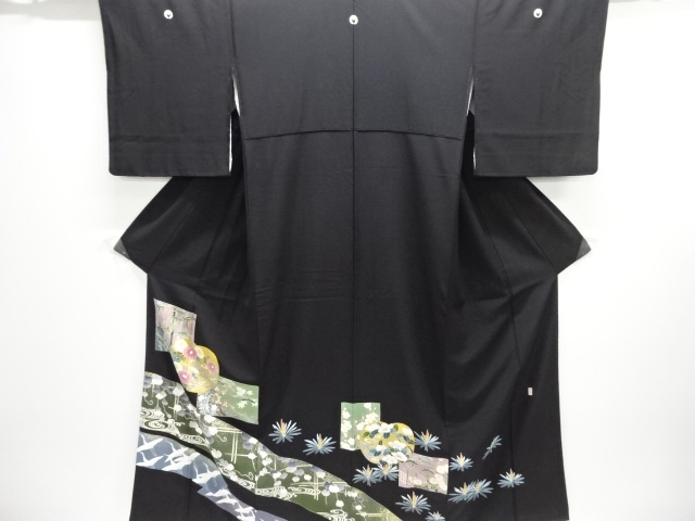 作家物　草花に流水模様留袖(比翼付き)