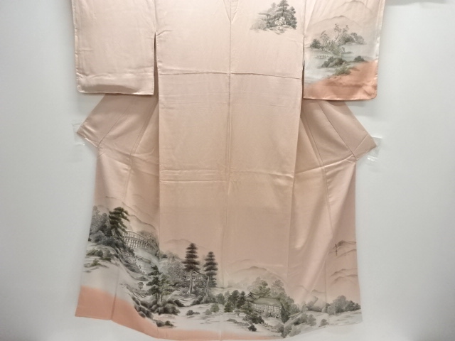 未使用品　作家物　手描き京風景模様訪問着