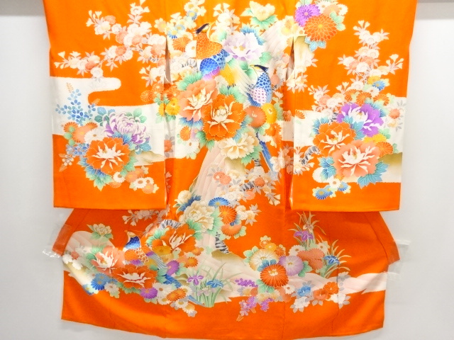 JAPANESE KIMONO / ANTIQUE KIMONO / EMBROIDERY / FLOWER & BIRD