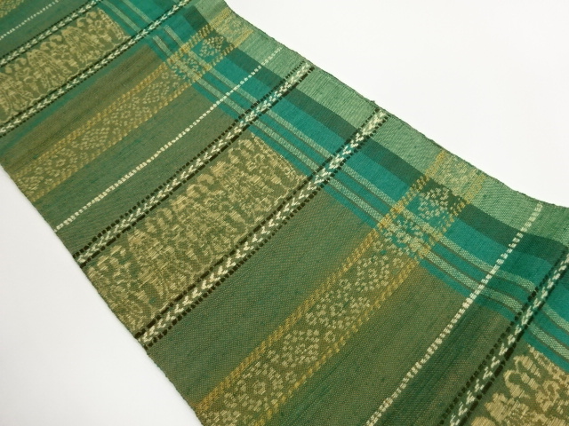JAPANESE KIMONO / NAGOYA OBI / TSUMUGI / WOVEN ABSTRACT PATTER