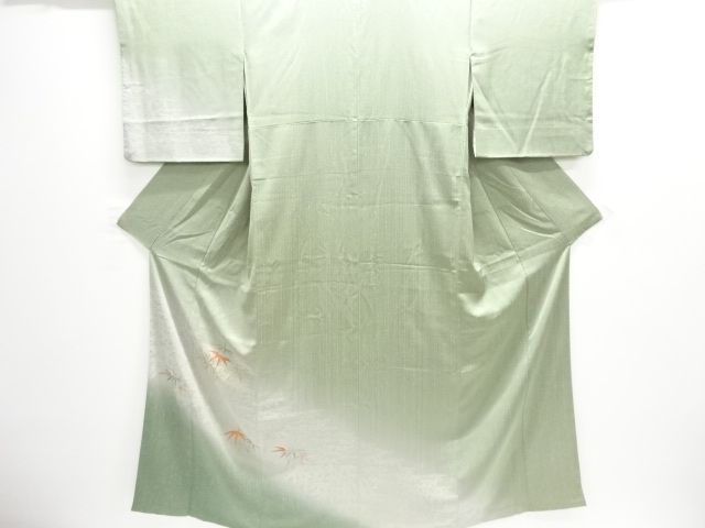 笹模様刺繍一ツ紋付け下げ訪問着
