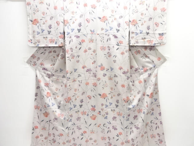 未使用品　花に蝶模様付け下げ小紋着物