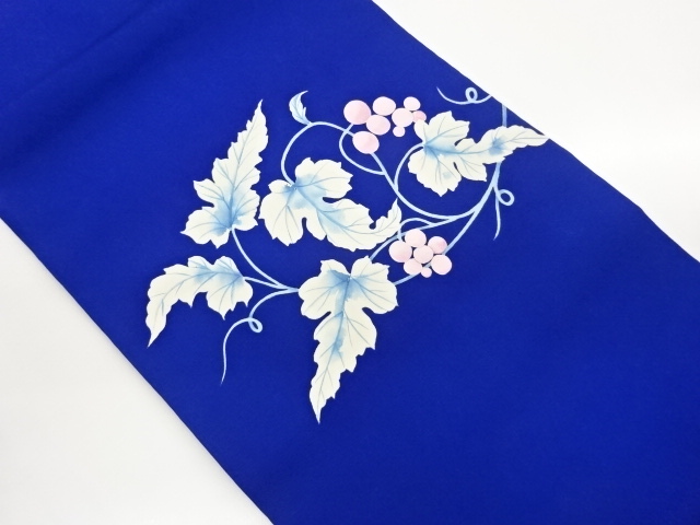 JAPANESE NAGOYA OBI / SHIOZE / HAND PAINTED / GRAPE ARABESQUE