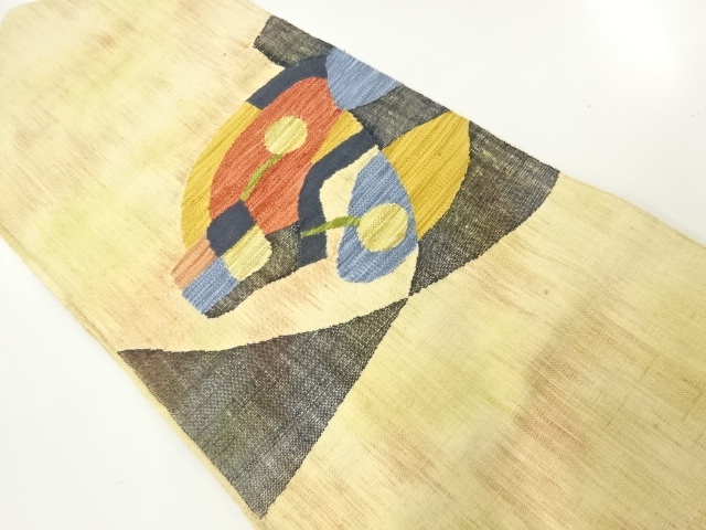 JAPANESE KIMONO / TSUMUGI ABSTRACT PATTERN WOVEN NAGOYA OBI