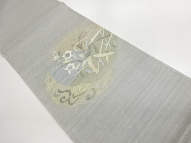 JAPANESE FUKURO OBI FOR SUMMER / WOVEN BALLOON FLOWER