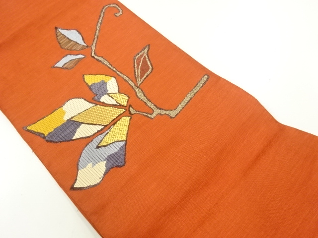 JAPANESE NAGOYA OBI / WOVEN LEAVES