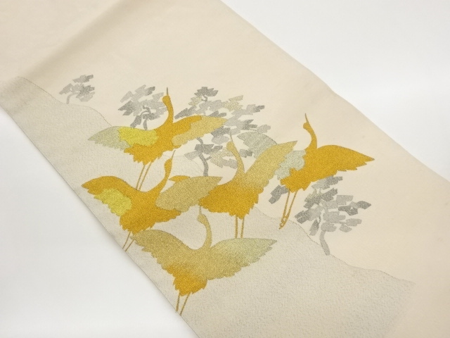 JAPANESE NAGOYA OBI / WOVEN CRANE