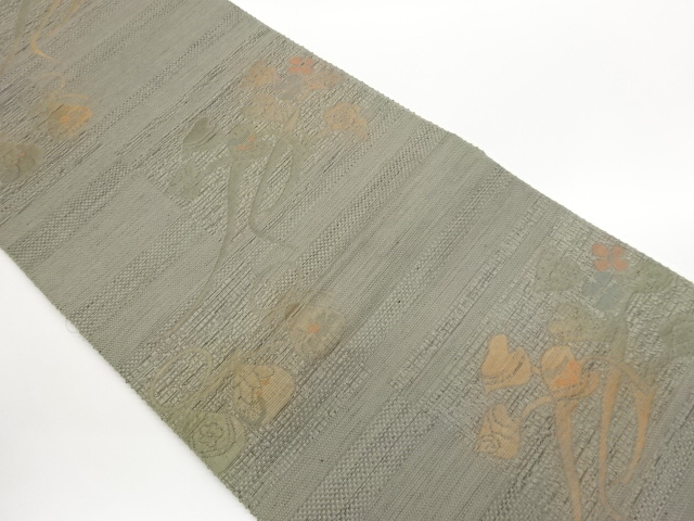 JAPANESE NAGOYA OBI / CHIKUZEN HAKATA / WOVEN ABSTRACT FLORAL PLANTS