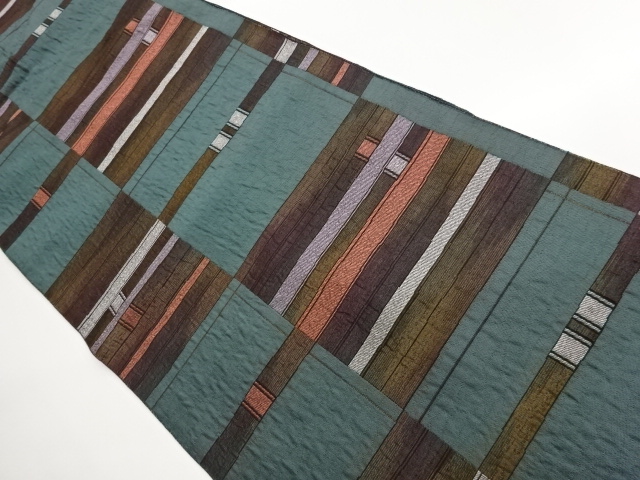 JAPANESE NAGOYA OBI / CHIKUZEN HAKATA / WOVEN GRID