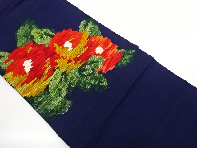 JAPANESE NAGOYA OBI / TSUMUGI / WOVEN ABSTRACT FLOWER