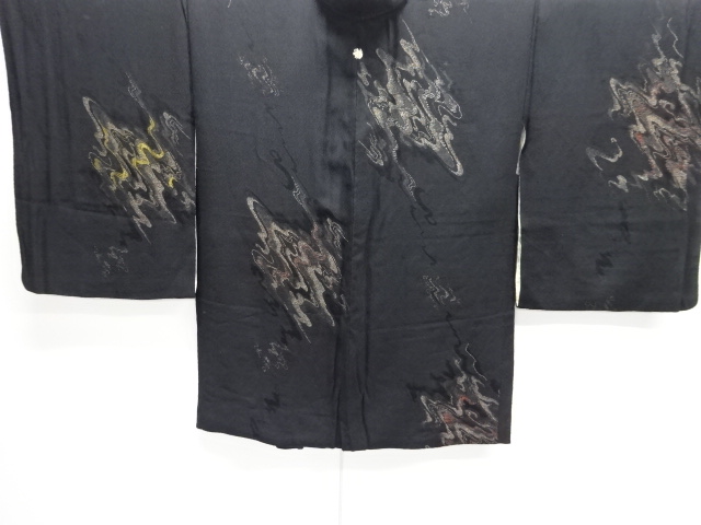 JAPANESE ANTIQUE HAORI / TAISHO ROMAN STYLE / SILK / WOVEN MARBLE